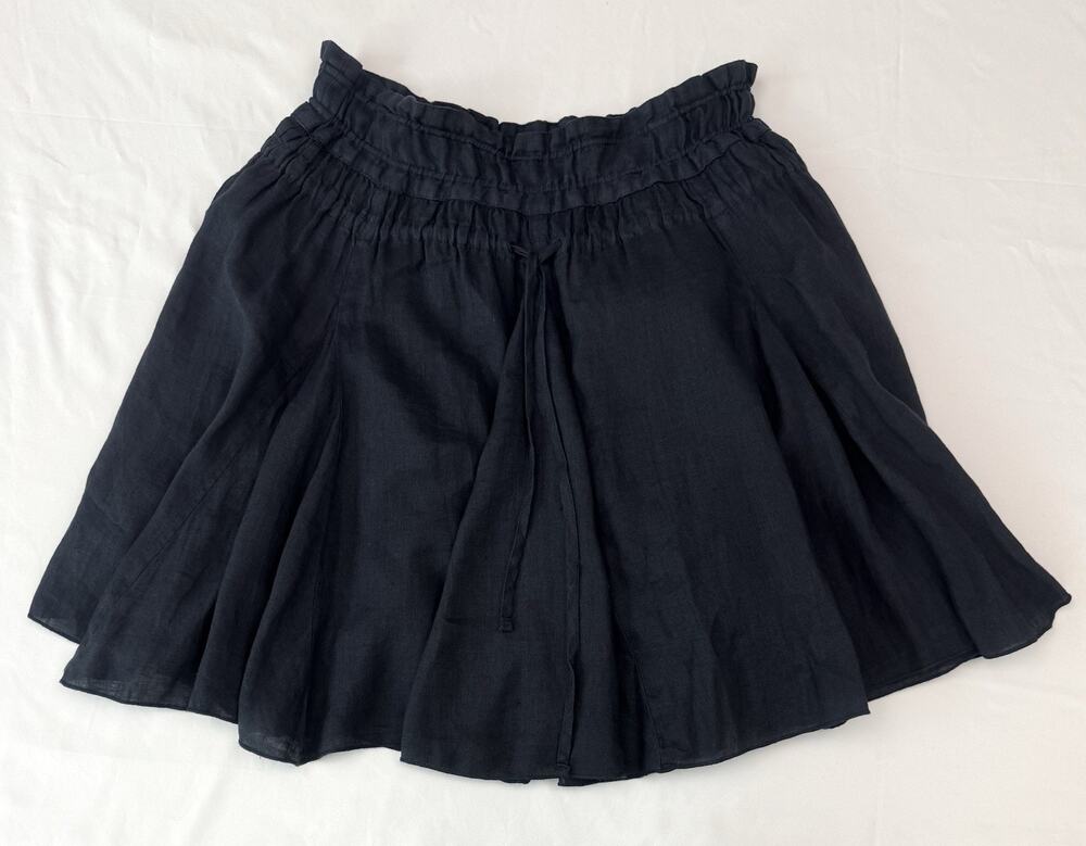 CP SHADES Riki Linen Mini Skirt Elastic Waist Navy Women's Medium
